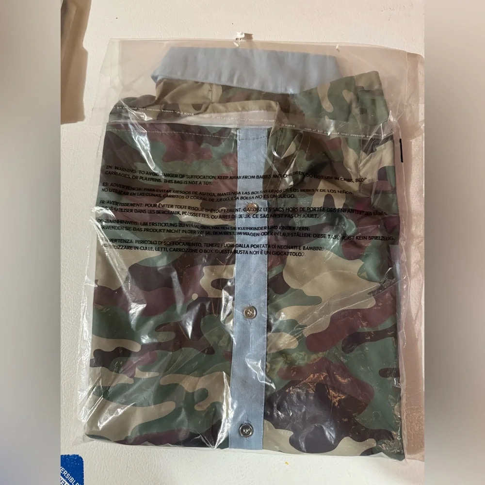 Camouflage Shirt Dress with Blue Accents